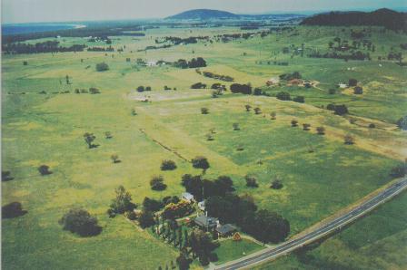 Aerial view of old house