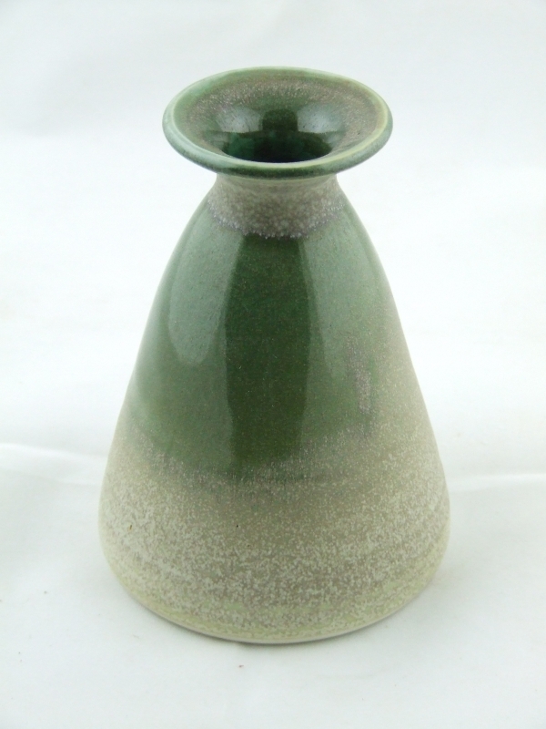 Copper green over mushroom glaze