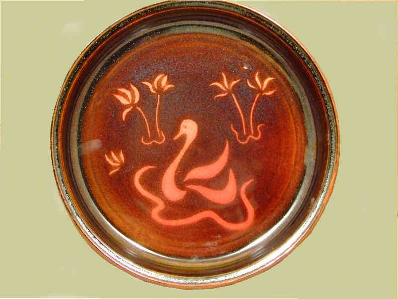 Platter with red duck motif